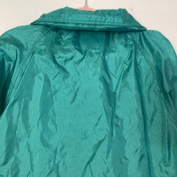 Eddie Bauer Vintage Windbreaker Rain Jacket Hidden Hood Size L Teal Vented - Picture 8 of 8
